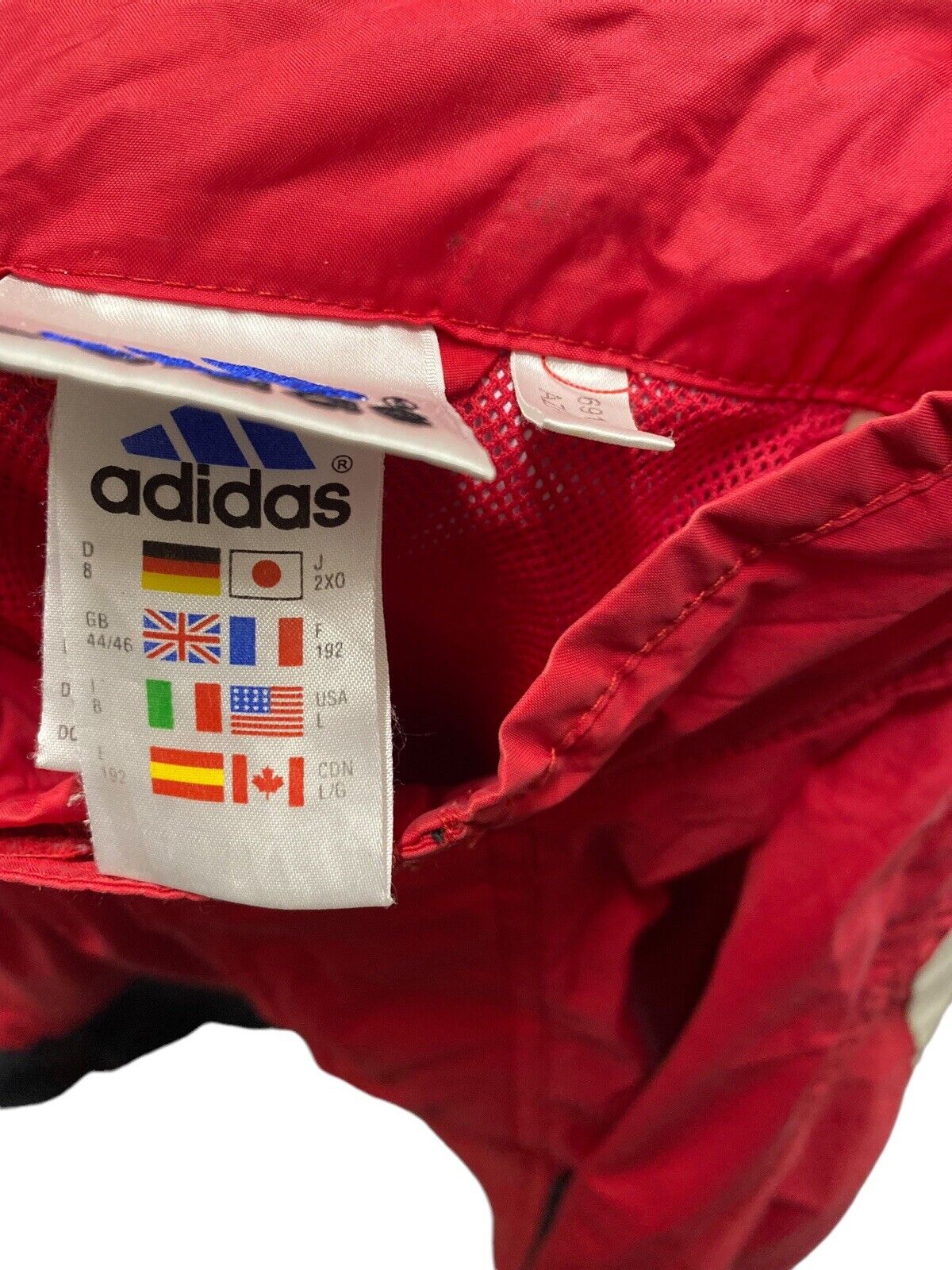 Adidas Lightweight Hooded Jacket Zip Up Red Mens L