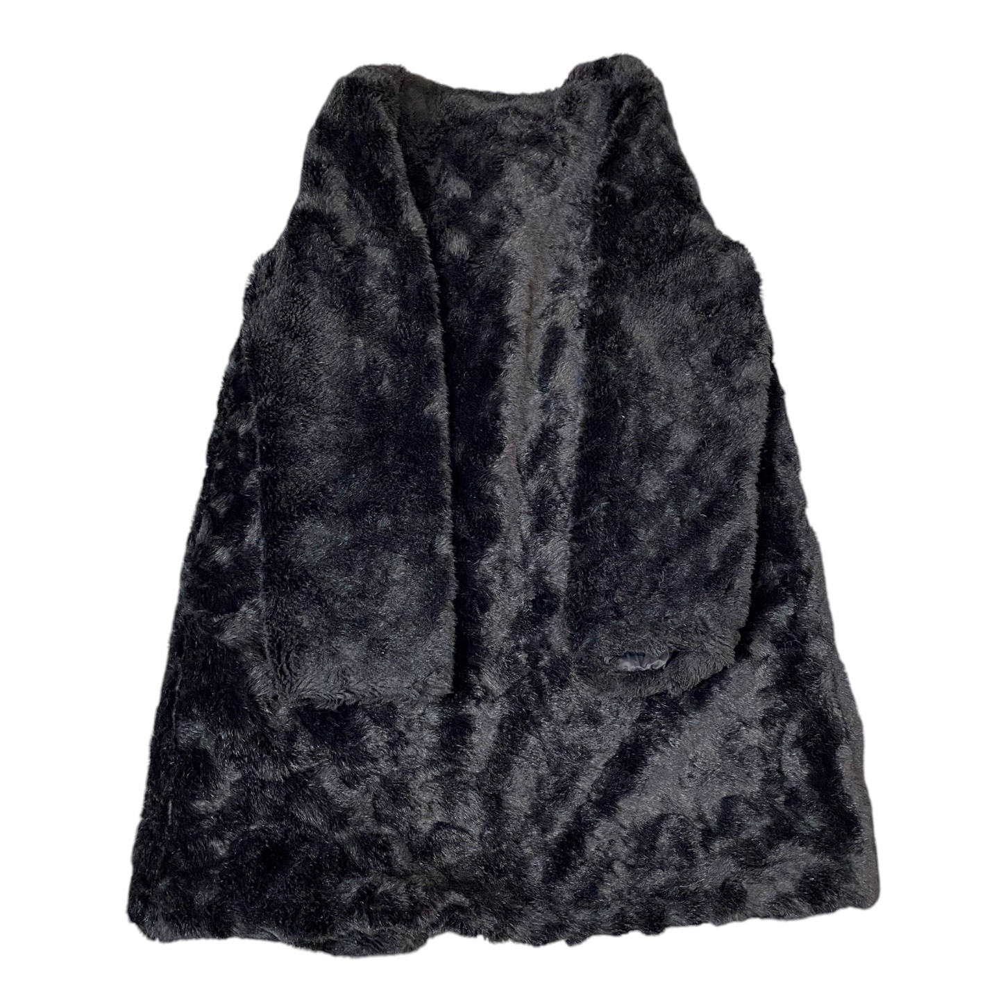 Womens Luxury Faux Fur Jacket Medium Black Lined Plush Winter Warm Long Sleeve