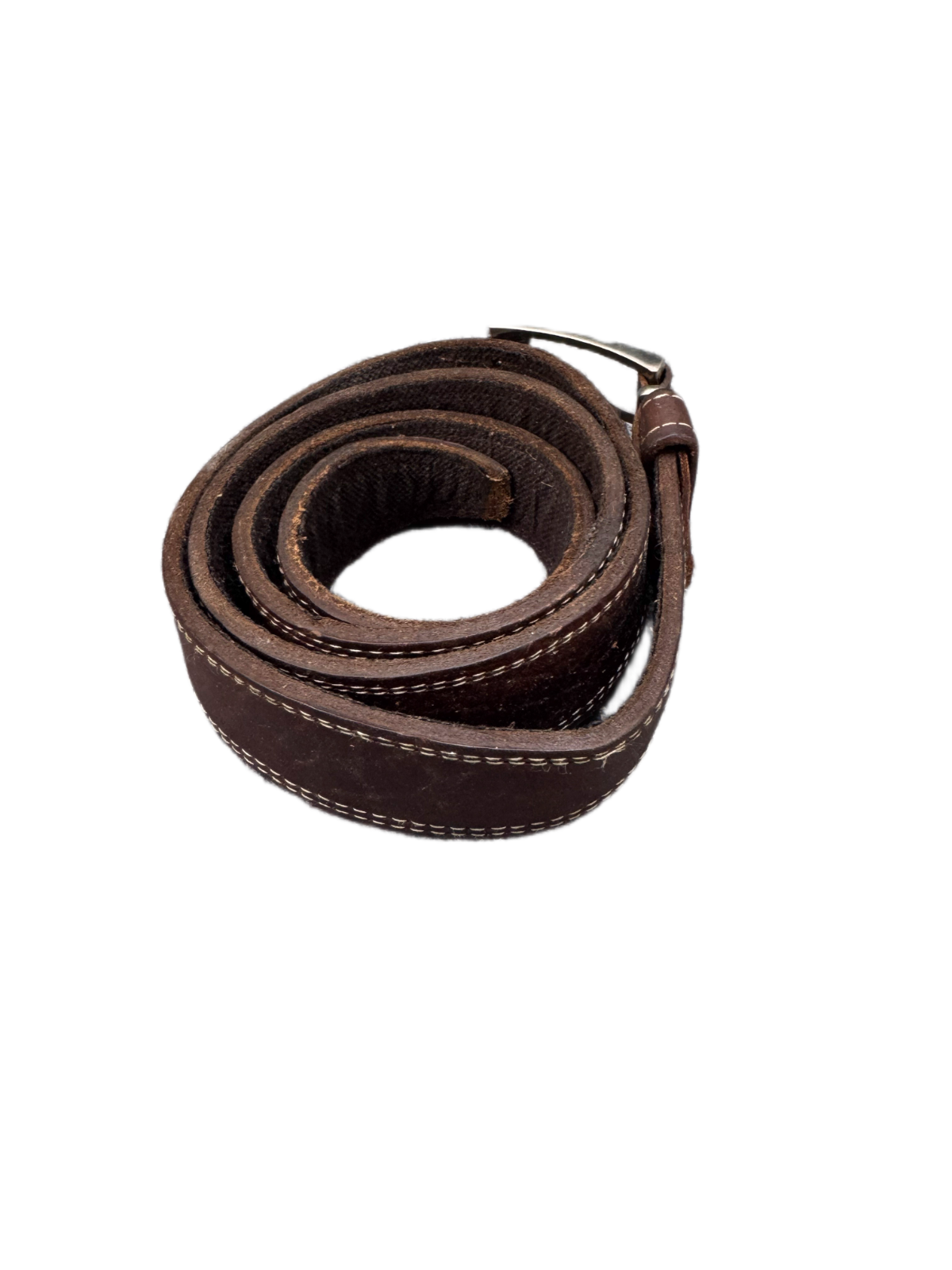 Waist Belt Mens Dark Brown Leather Adjustable Silver Pin Buckle 46.5 inches