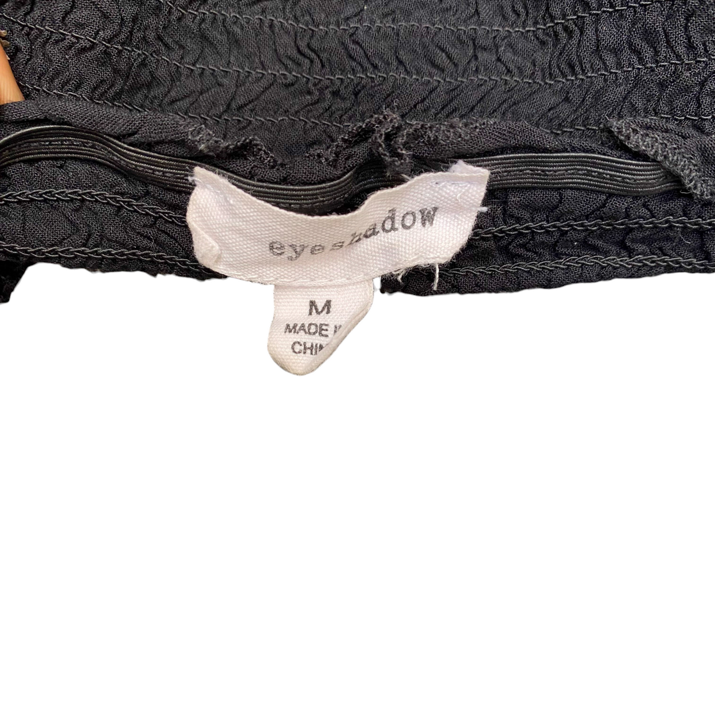 Eyeshadow Cropped Top Womens M Black Smocked Off-Shoulder Lace Long Sleeve