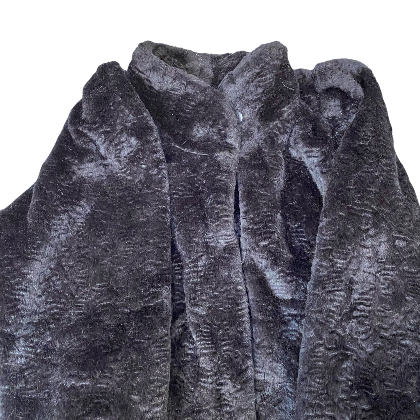 Julies Collection Faux Fur Jacket Womens L Black Lined Long Sleeve Button Front