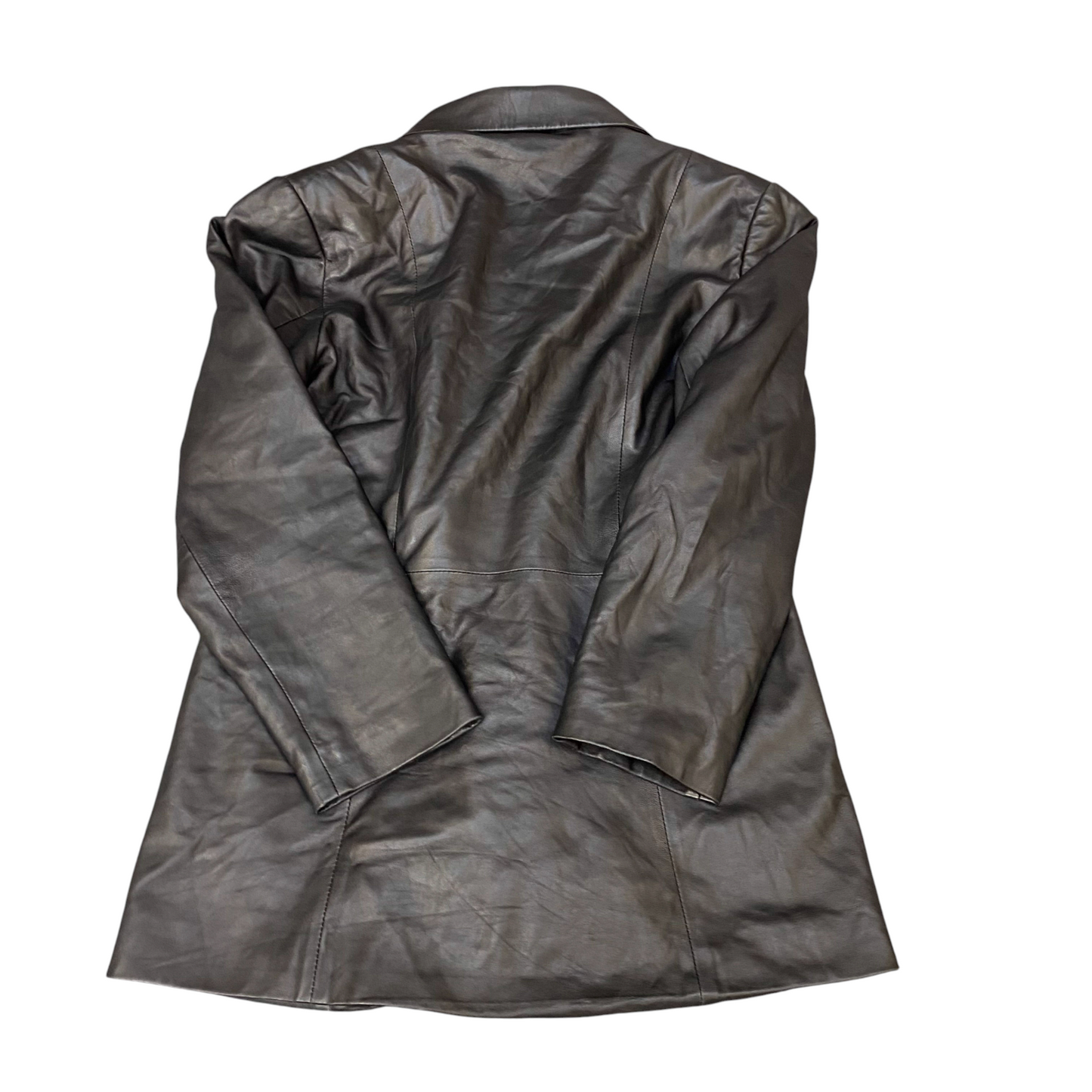 Levant Leather Jacket Womens Medium Black Lined Notch Lapel Single Breasted