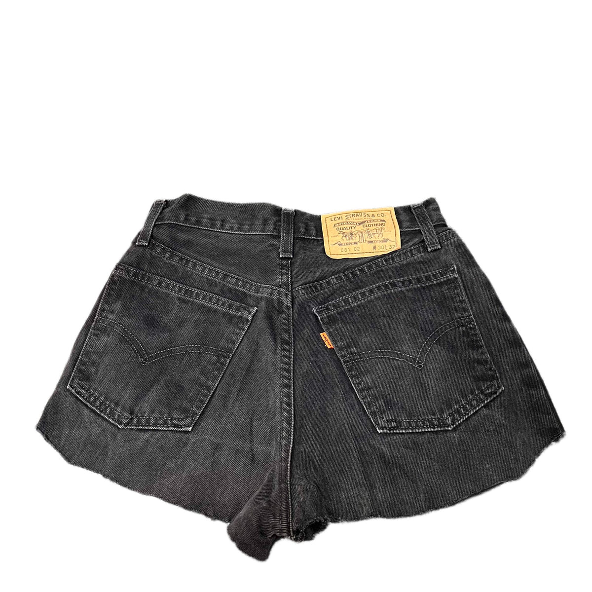 Vtg Levi's Cut Off Shorts Fits as Womens Small 26" Waist Black Denim Orange Tab