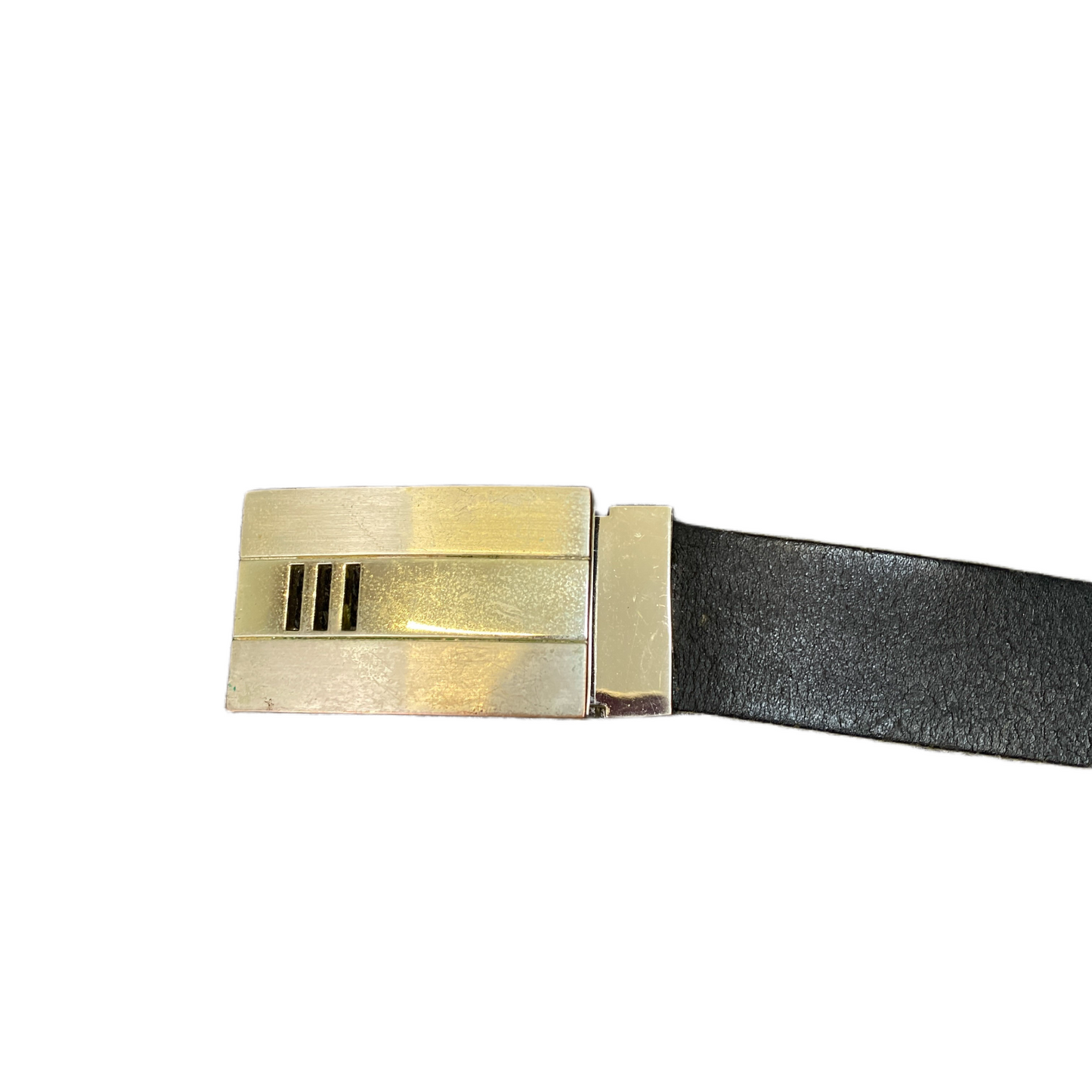 Waist Belt Mens Black Leather Adjustable Reversible Silver Buckle 45.5 inches