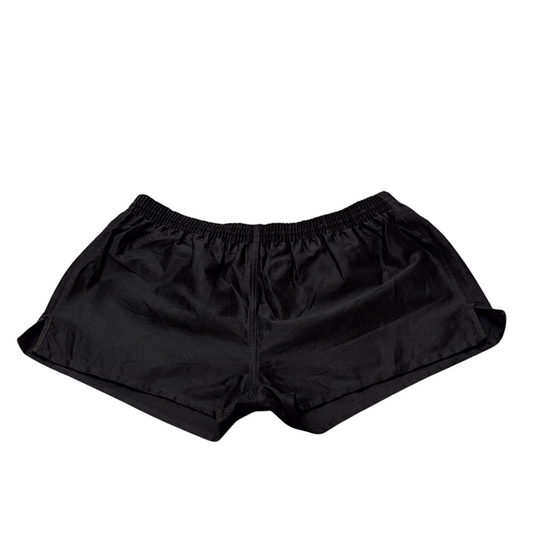 Womens Sprinter Shorts 28W Black Solid Dark Wash Elastic Waist Pocket Athletic