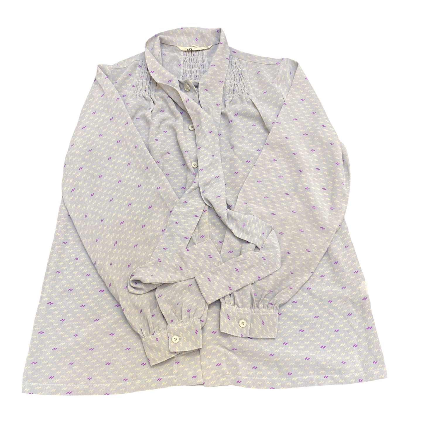 Rovetica Shirt Top Womens M Grey Geometric Print Long Sleeve Button Up