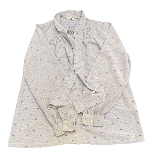 Rovetica Shirt Top Womens M Grey Geometric Print Long Sleeve Button Up