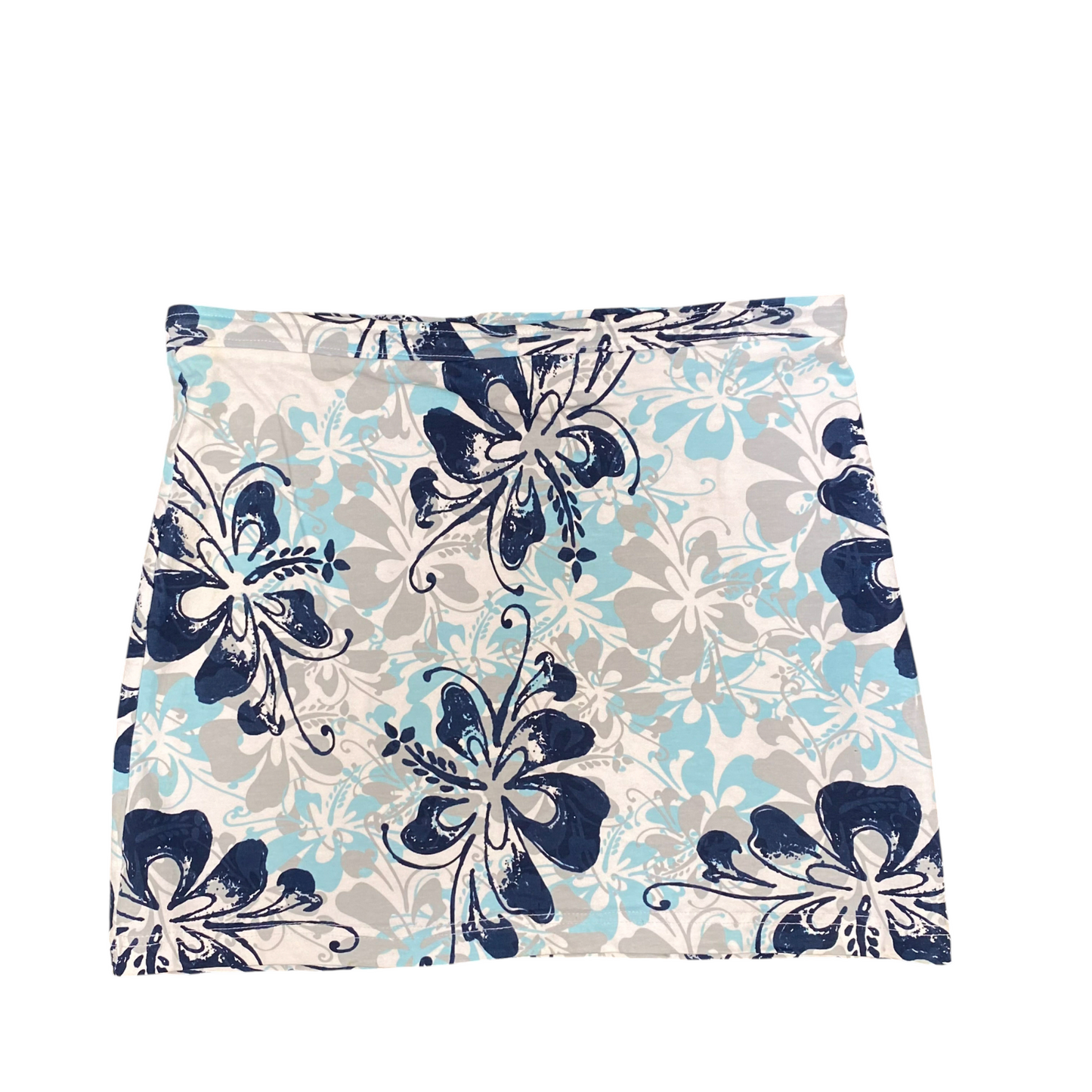 X-Mail Mini Skirt Womens M White Blue Floral Flat Front Outdoor Drawastring