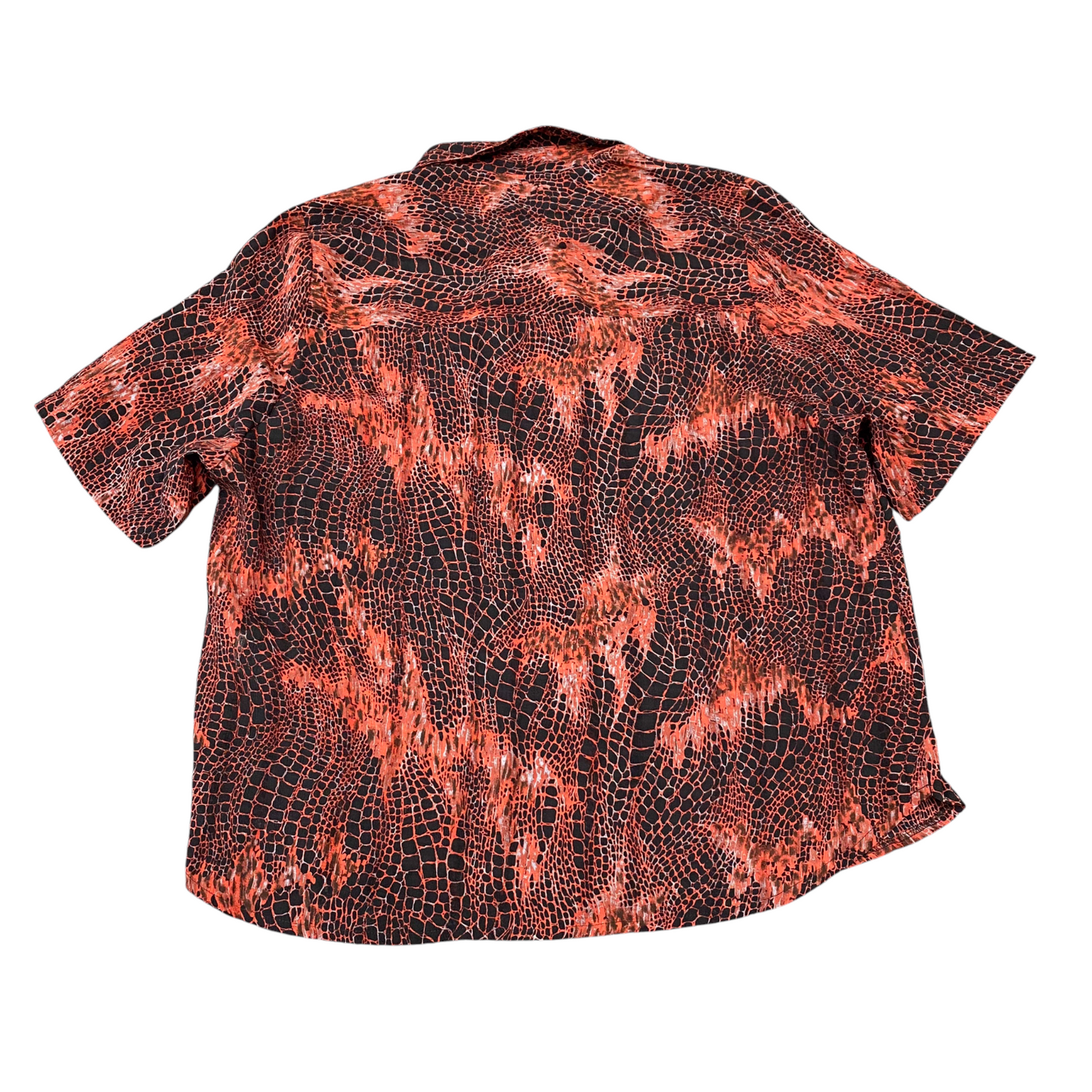 Shirt Top Womens L Red Snake Print Collared Short Sleeve Button Down Outdoor