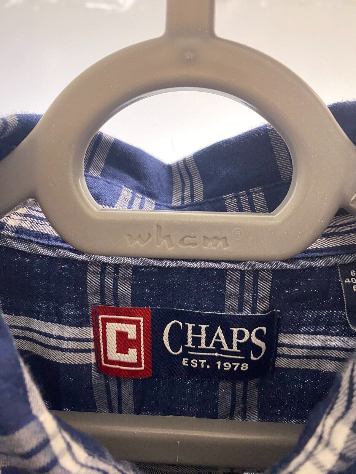 Chaps Shirt Mens Large Blue Checkered Casual Long Sleeve Collared Button Down