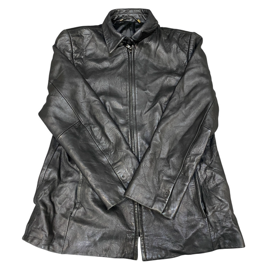 Canda C&A Leather Jacket Womens Medium Black Lined Long Sleeve Collared Full Zip