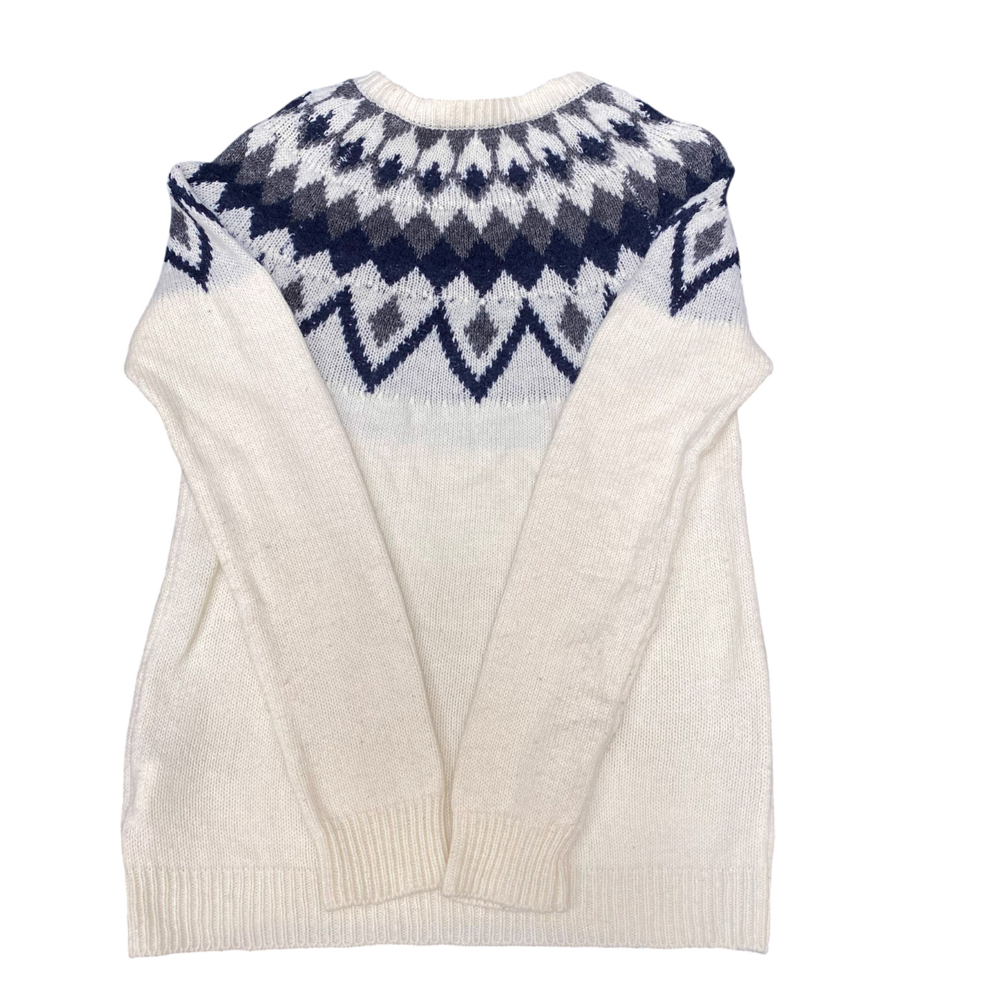 Inherit Jumper Womens Small Cream Grey Fair Isle Nordic Warm Winter Pullover