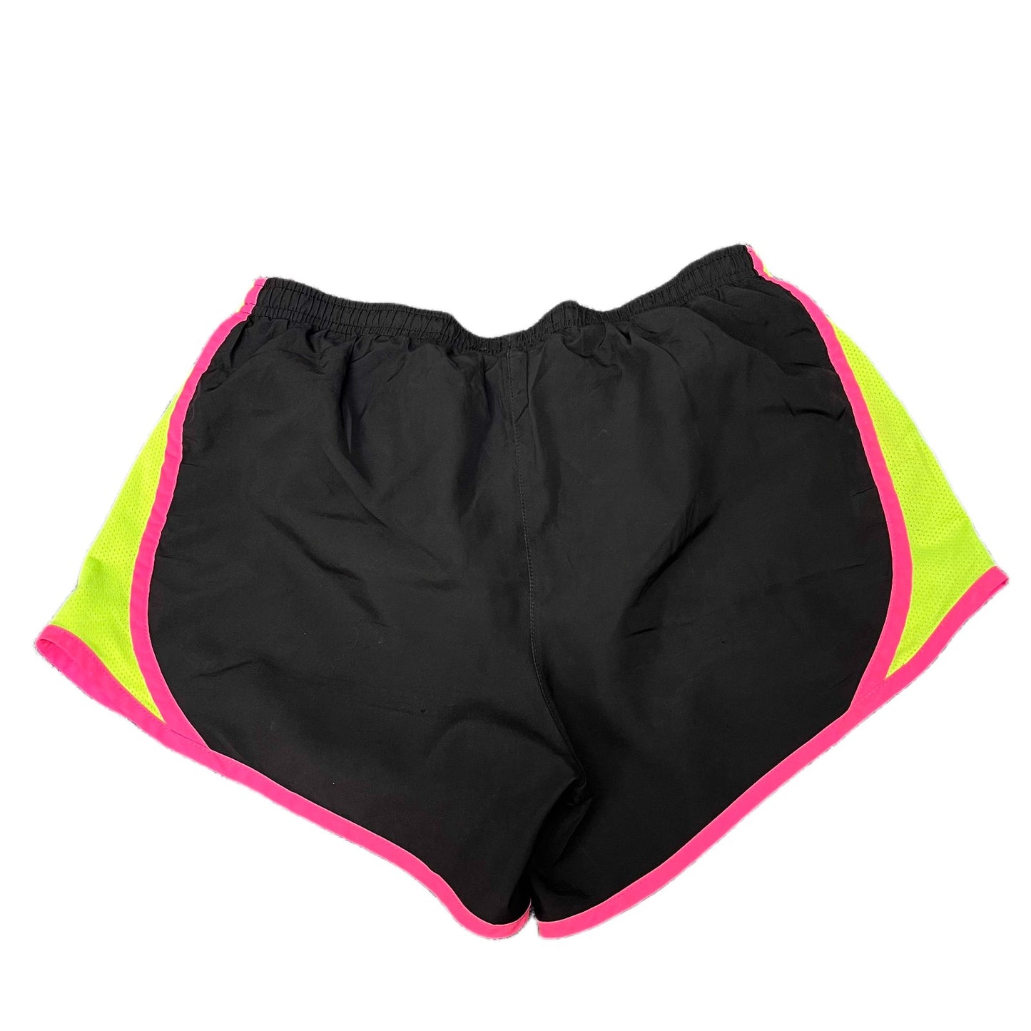 Nike Dri-FIT Running Shorts Fits as Womens S 26" Waist Black Green Dolphin Hem