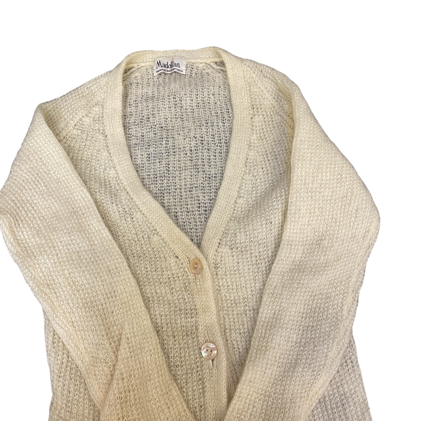 Madolian Cardigan Jumper Womens Small Ivory Long Sleeve Deep V Neck Button Front