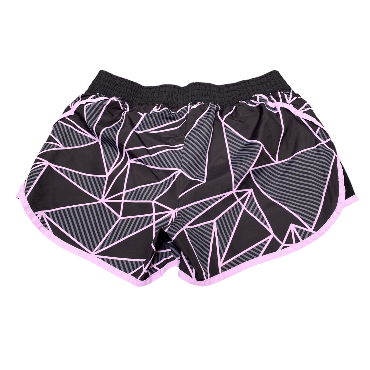 Running Sprinter Shorts Womens Medium Black Purple Geo Print Athletic Drawstring