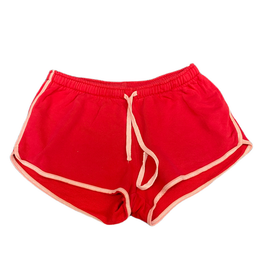 Running Sprinter Shorts Womens M 27" Waist Red Athletic Gym Workout Dolphin Hem