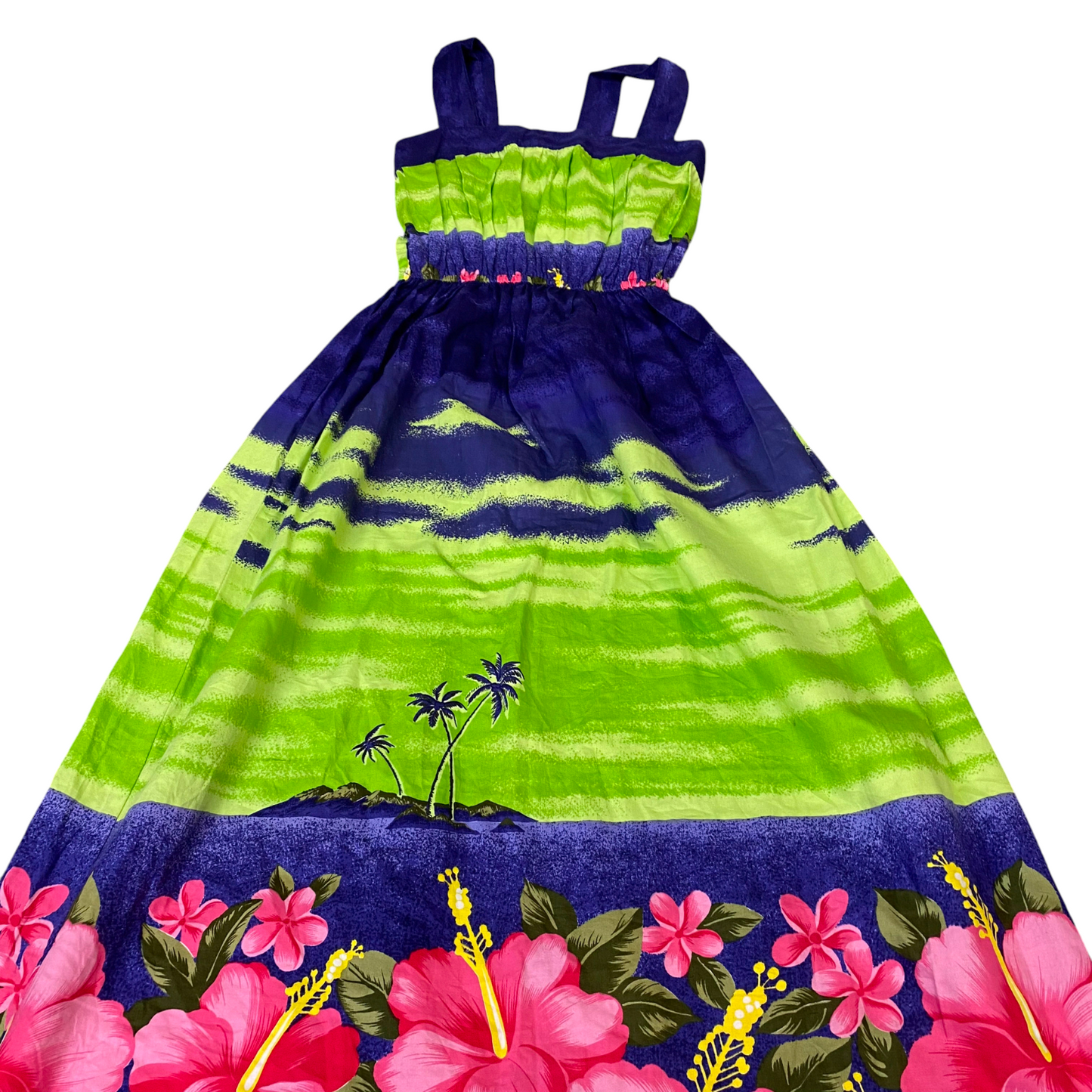 Womens A-Line Long Dress S Multi Floral Pleated Sleeveless Square Neck Pullover