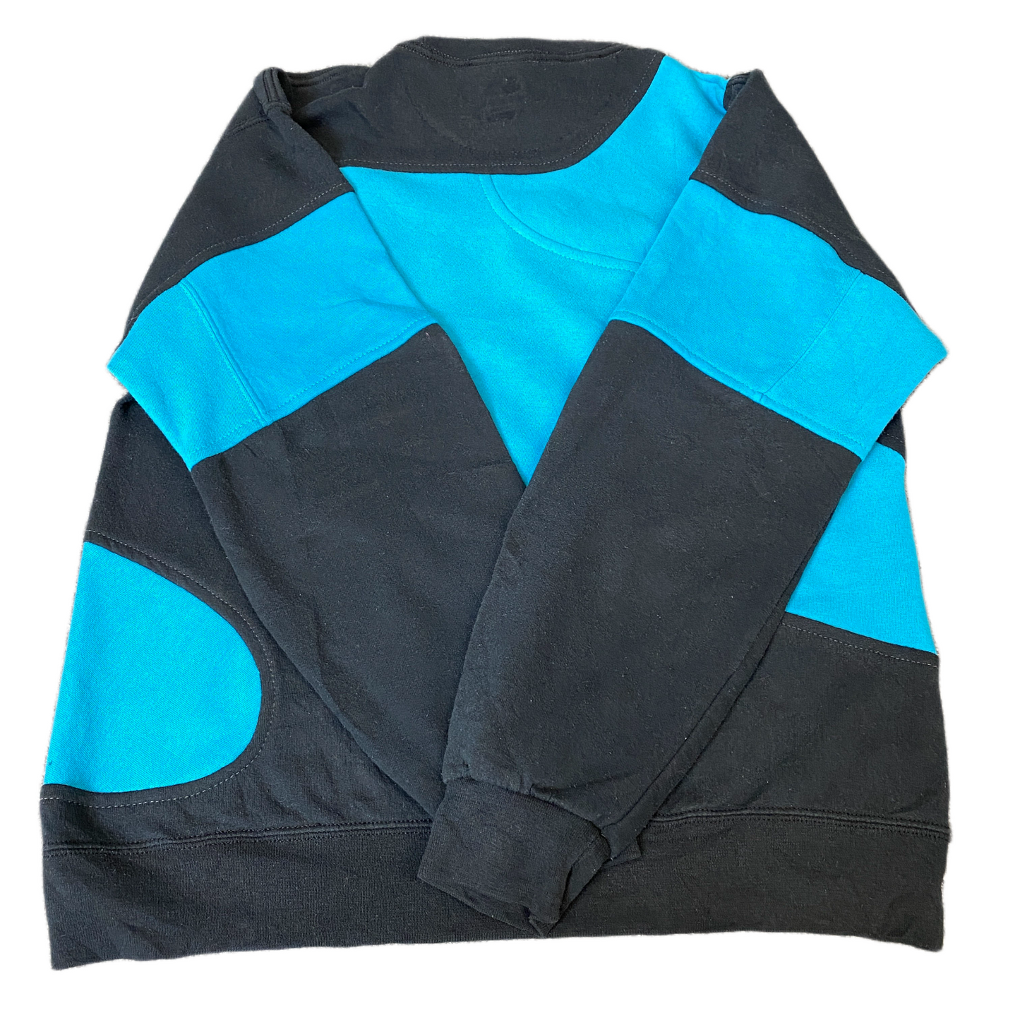 Nike Reworked Sweatshirt Mens S Black Blue Embroidered Spellout Logo Vintage Y2K