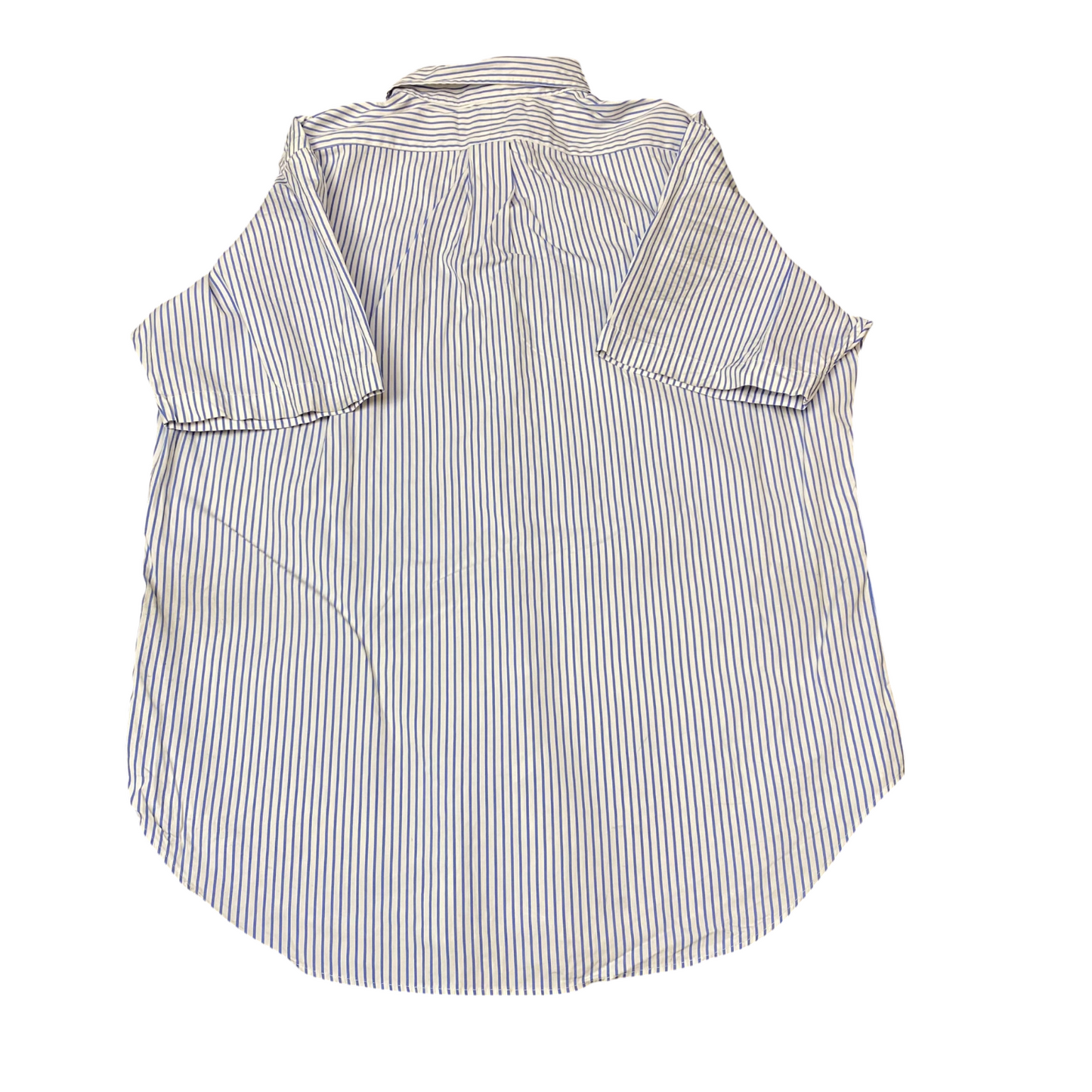 Ralph Lauren Shirt Mens L White Blue Striped Classic Fit Short Sleeve Button Up