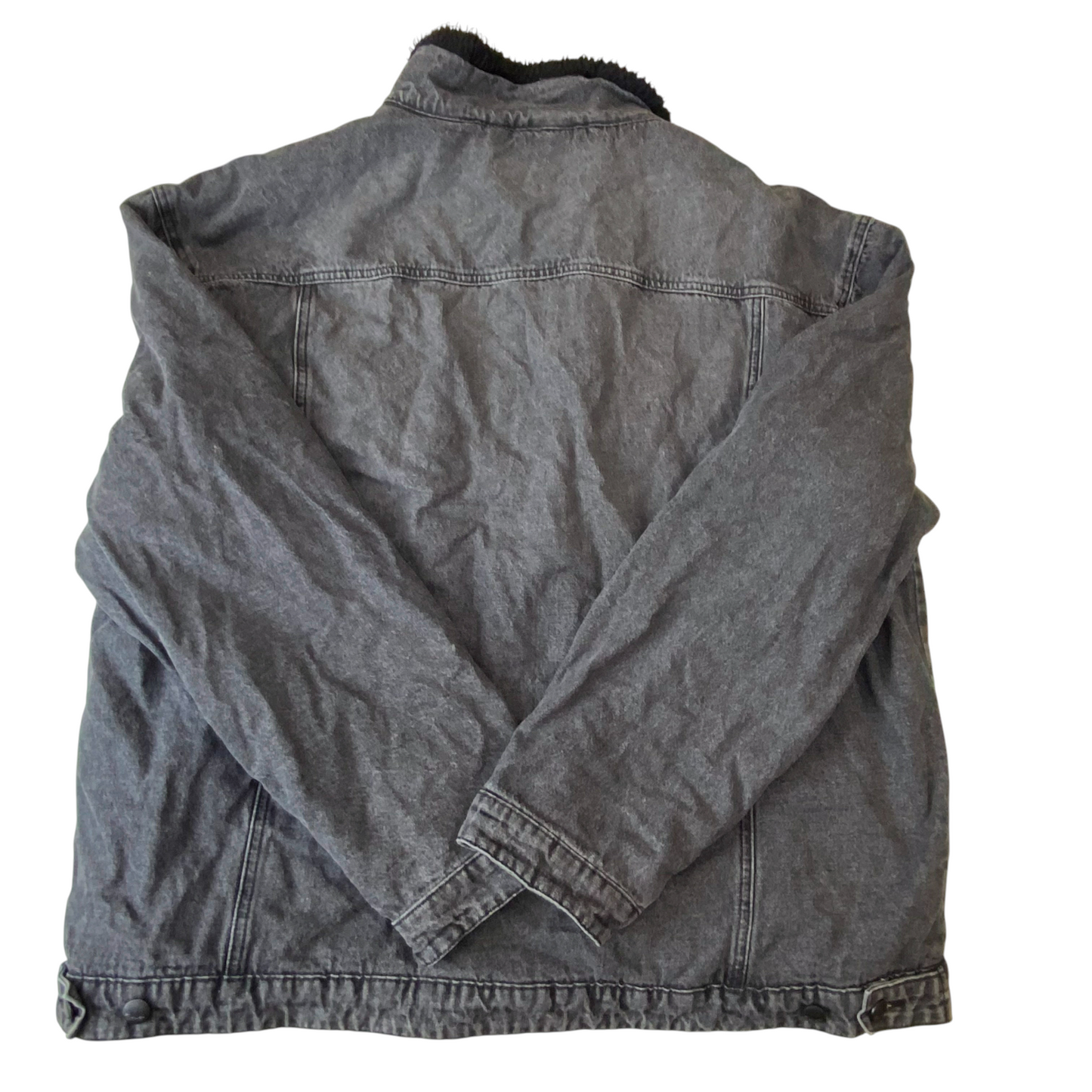 Brandit Trucker Jacket Mens L Grey Denim Sherpa Lined Individual Wear Button-Up