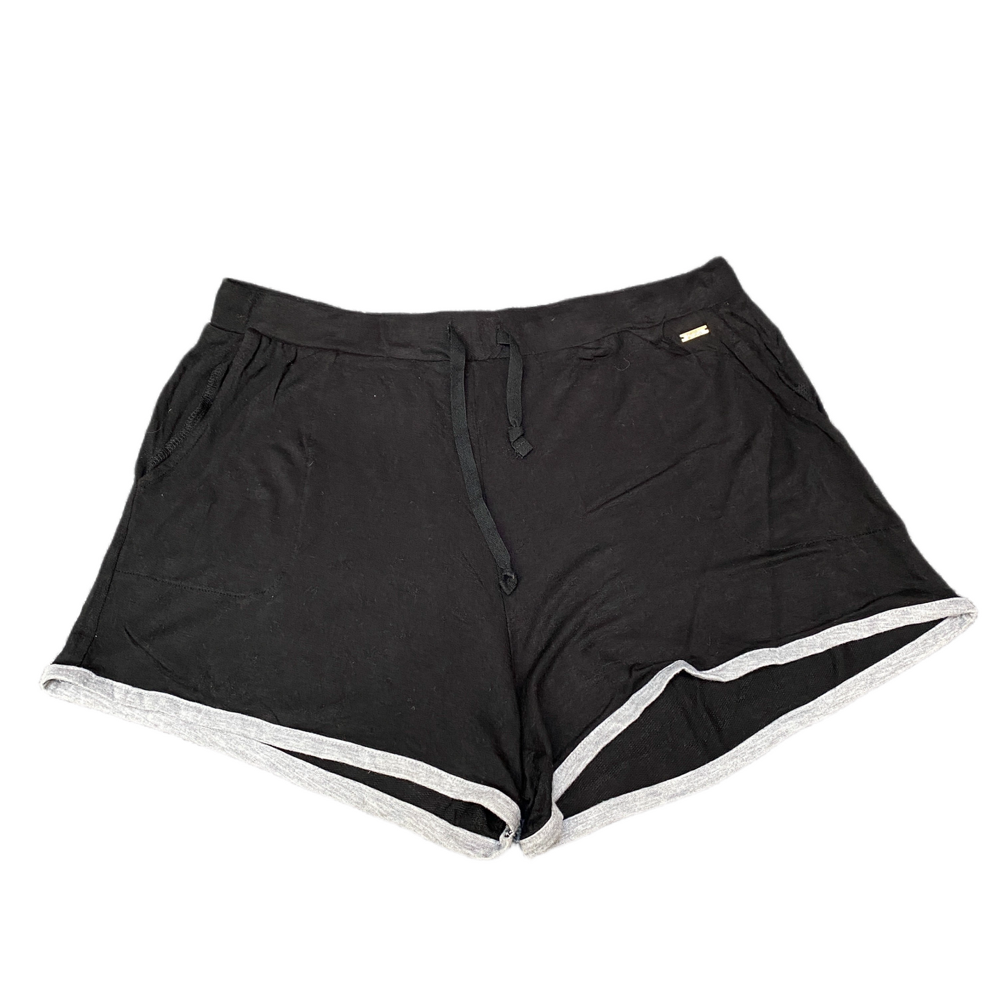 Running Sprinter Shorts Womens L 33" Waist Black Workout Drawstring Dolphin Hem