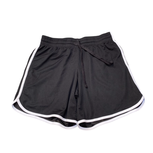 Athletic Running Shorts Womens Medium Black Knit Mesh Elastic Waist Drawstring
