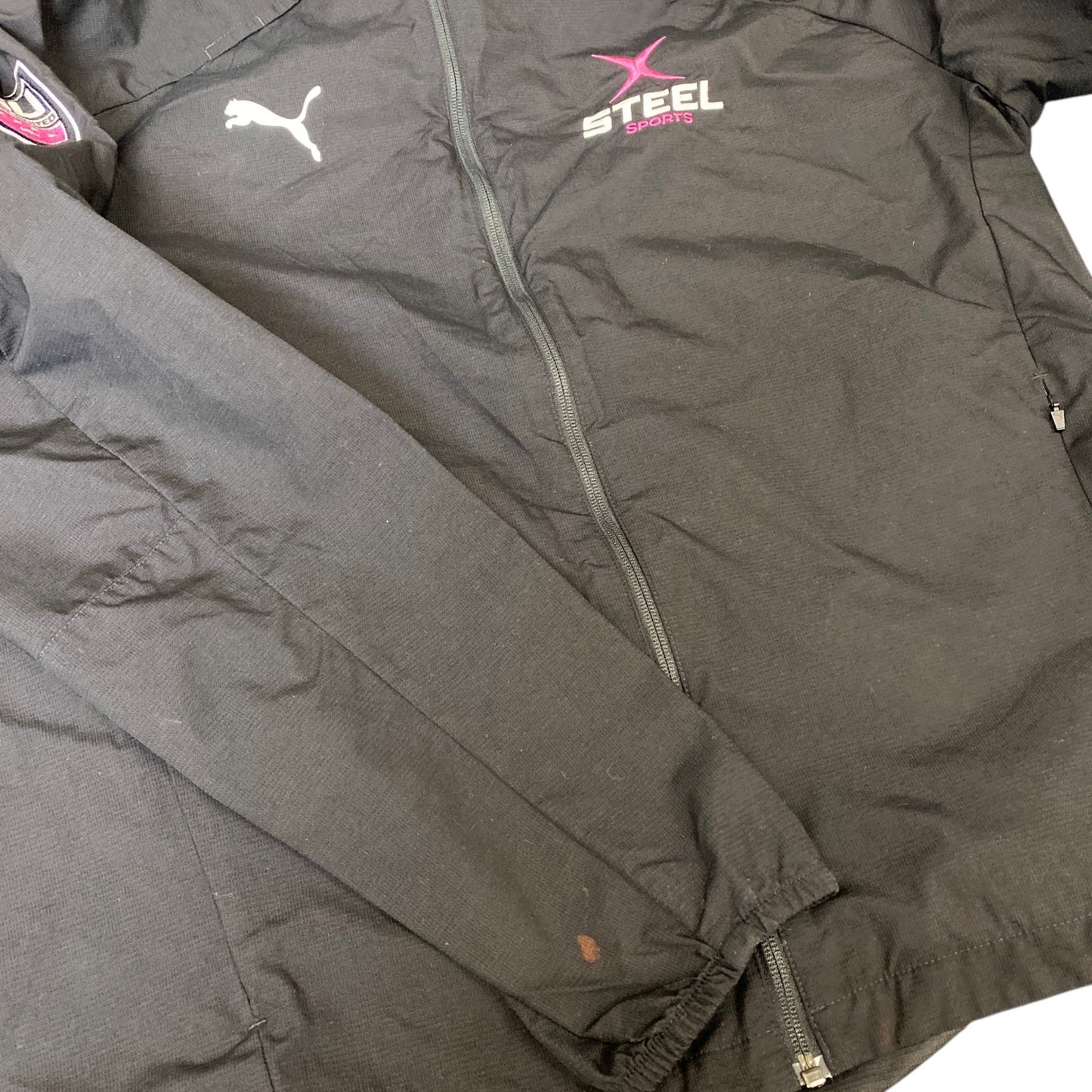 PUMA Steel Sports StormCell Windbreaker Jacket Men XL Black Long Sleeve Full Zip