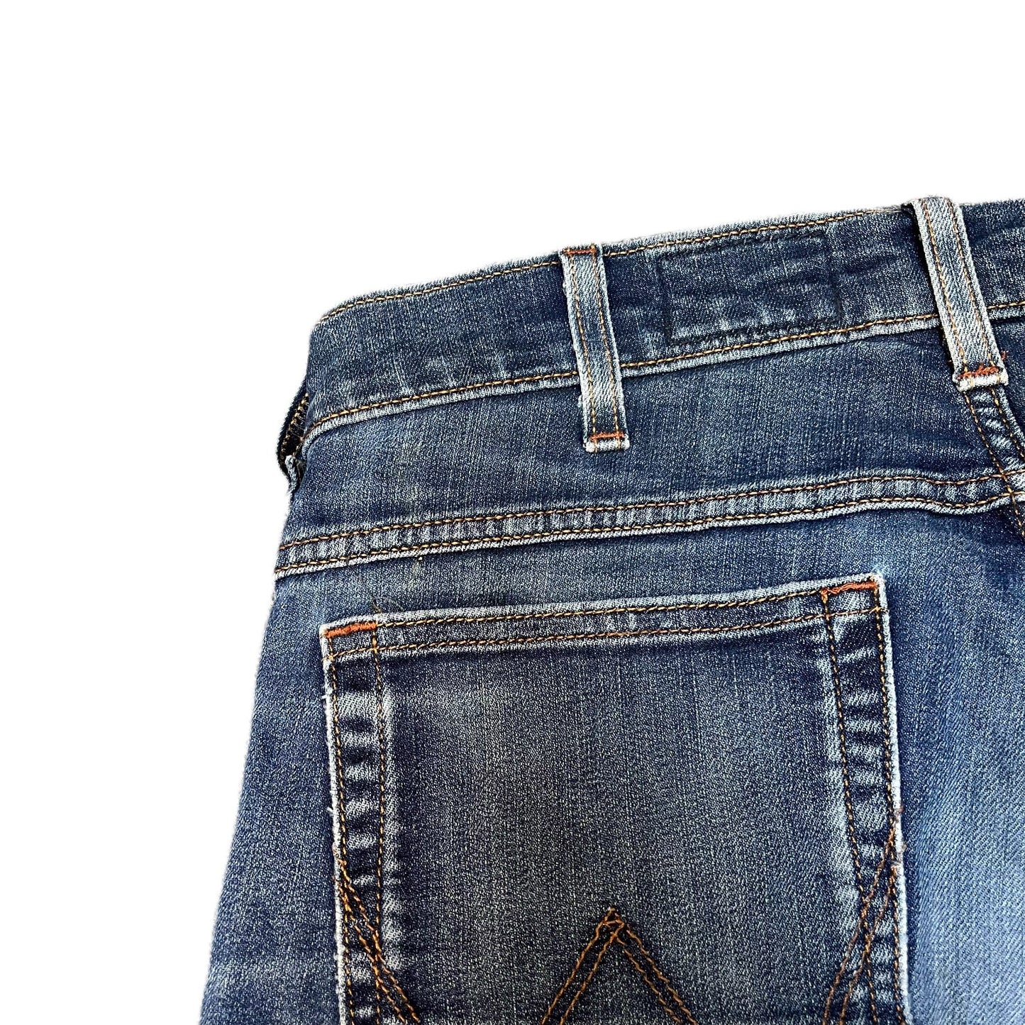 Wrangler Greensboro Denim Shorts Fits as Womens Large 31" Waist Blue Whiskered