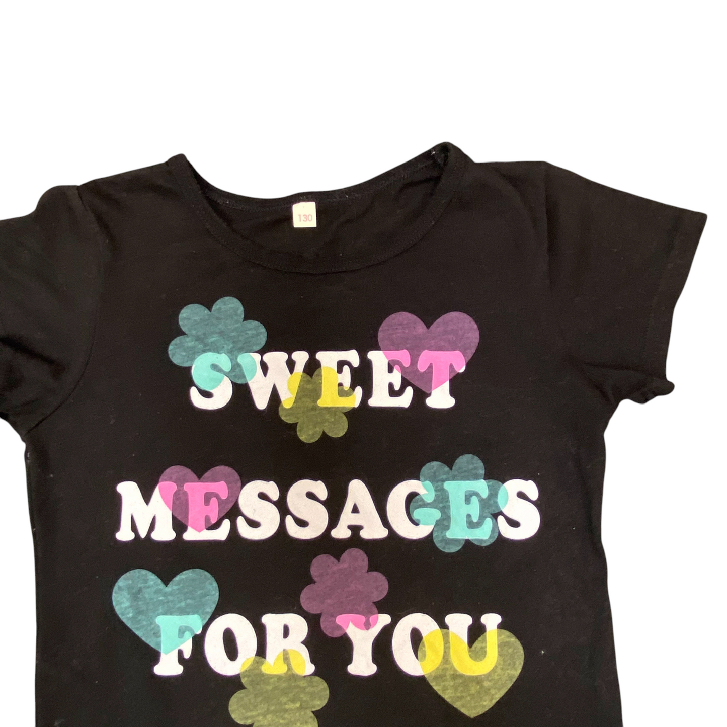Tee Shirt Womens S Black Sweet Messages For You Graphic Print Short Sleeve