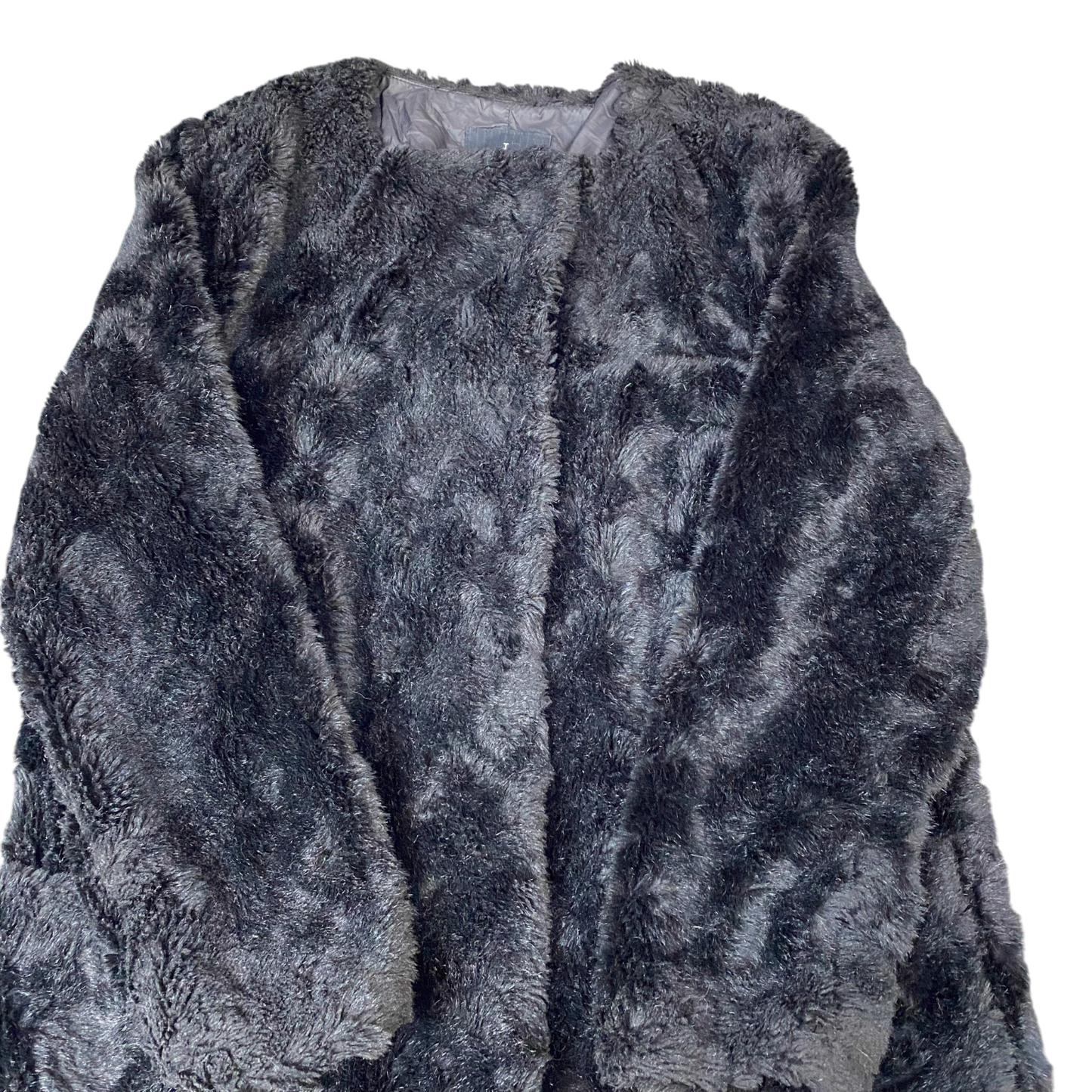Womens Luxury Faux Fur Jacket Medium Black Lined Plush Winter Warm Long Sleeve