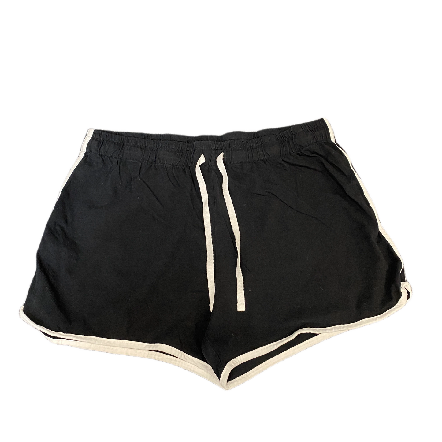 Running Sprinter Shorts Women L 32" Waist Black Athletic Gym Workout Dolphin Hem