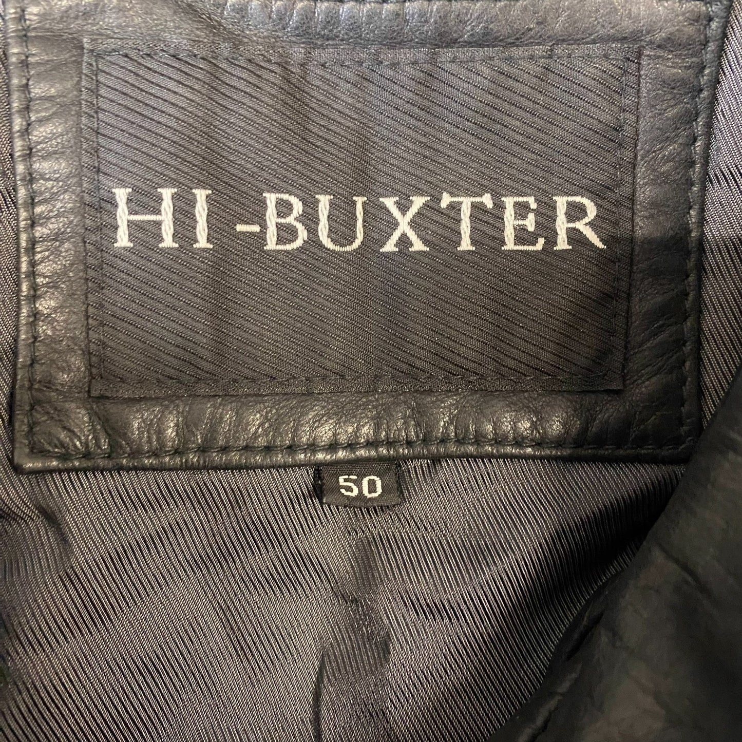 HI-BUXTER Faux Leather Jacket Mens Large Black Long Sleeve Collared Button Front
