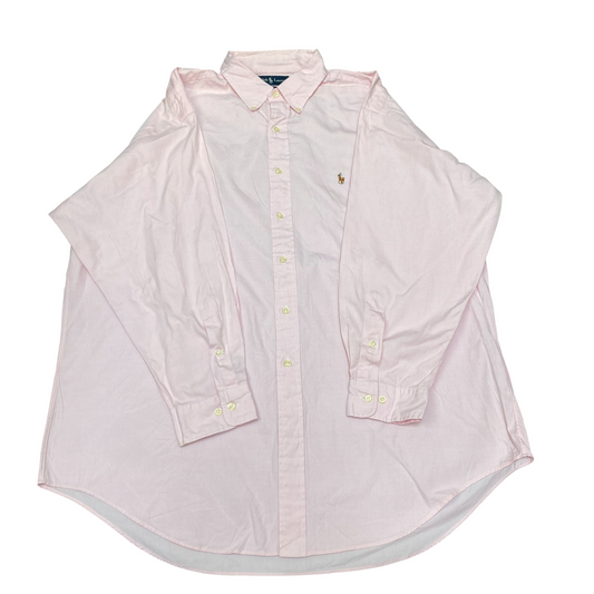 Ralph Lauren Formal Shirt Mens XL Pink Yarmouth Long Sleeve Pony Button Down