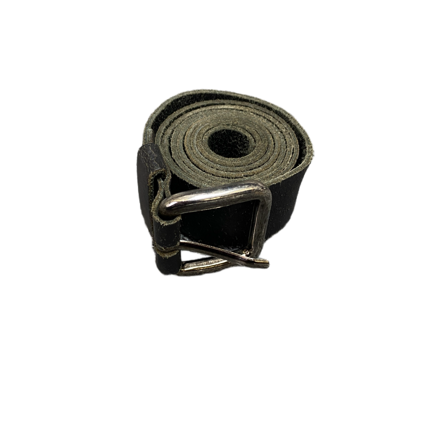 Zign Waist Belt Mens Black Leather Adjustable Silver Pin Buckle 43 inches