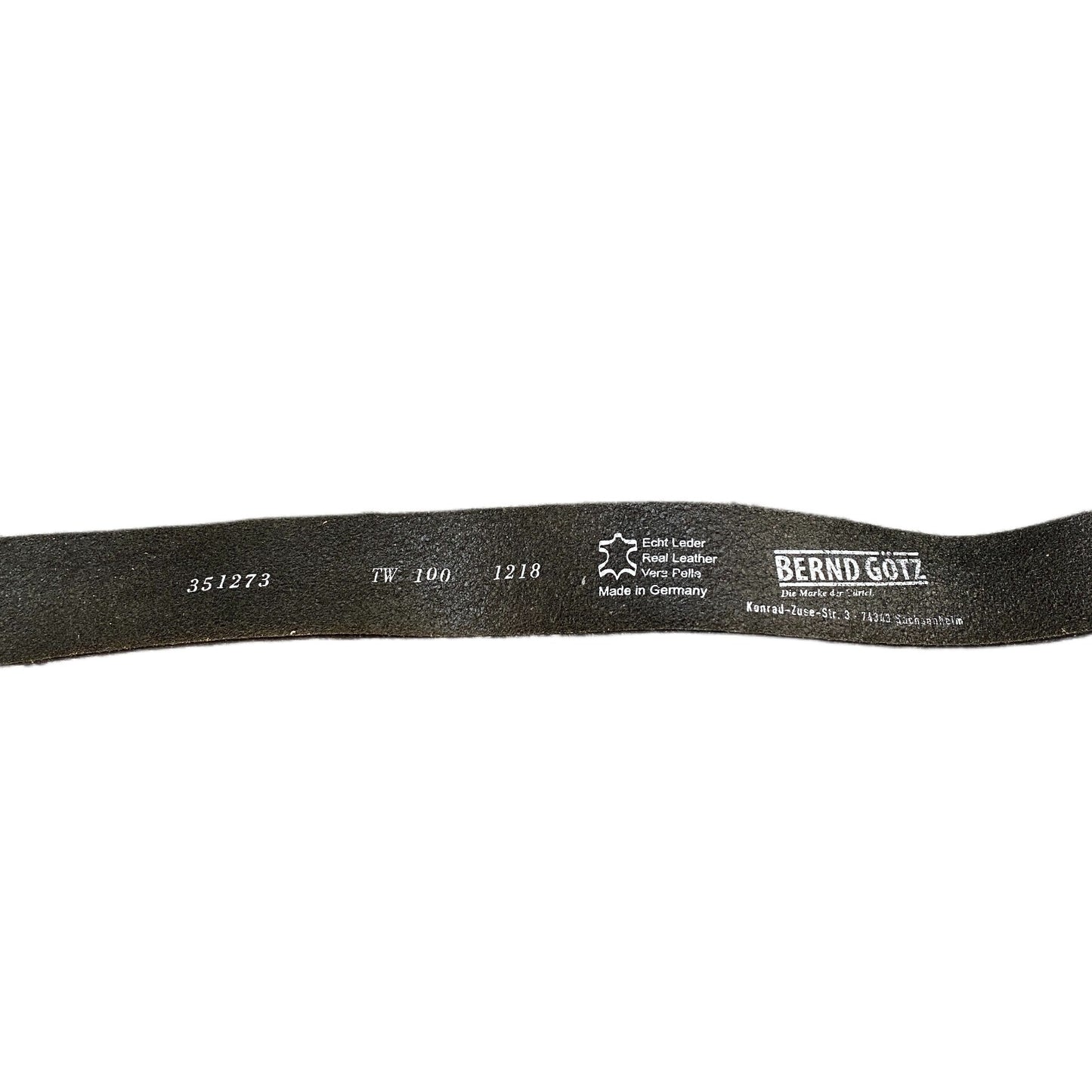 Bernd Gotz Waist Belt Mens Black Leather Adjustable Rectangular Buckle 42 Inches