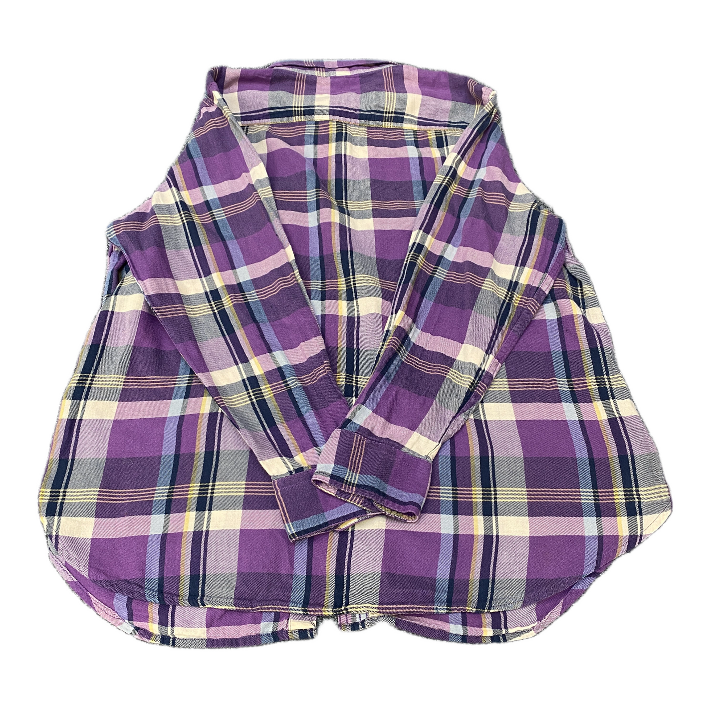 Chaps Flannel Shirt Womens Large Multi Plaid Oversized Double Pockets Button Up