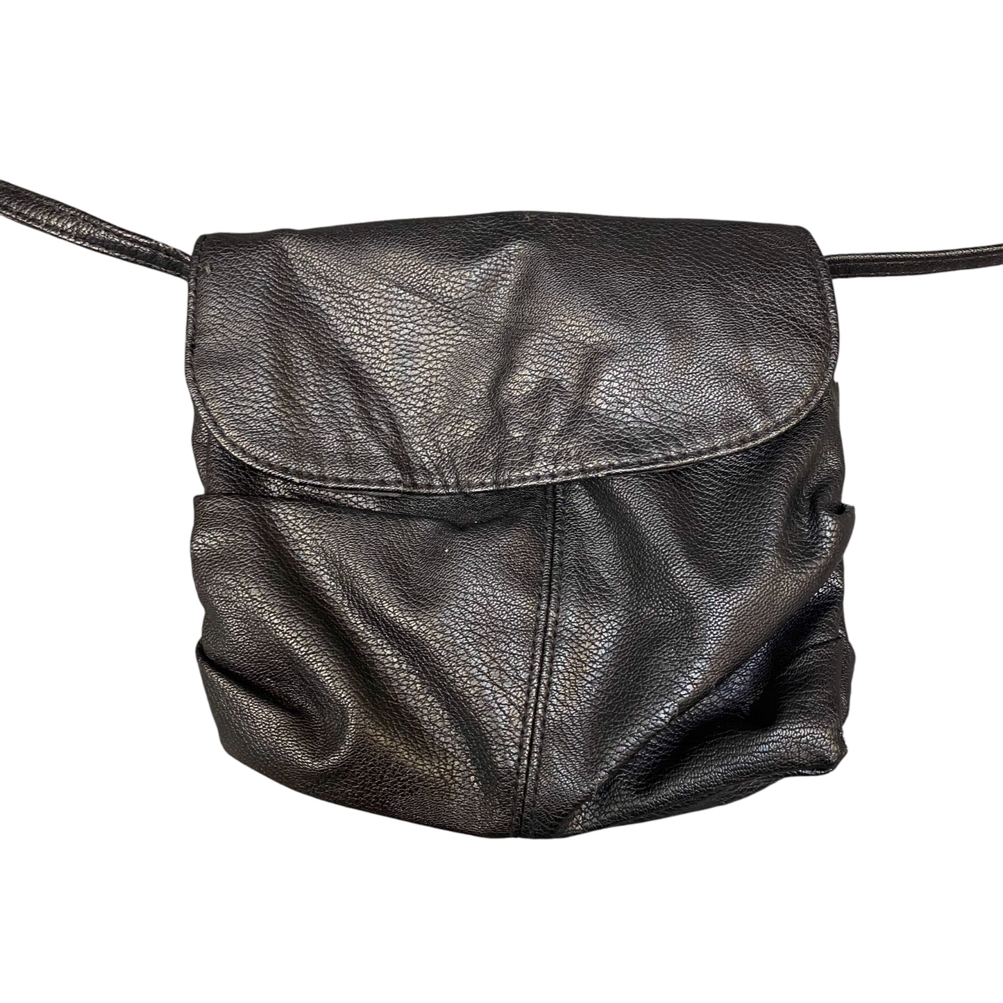 Womens Crossbody Bag Black Pebbled Leather Inner Pocket Magnetic Flap Closure