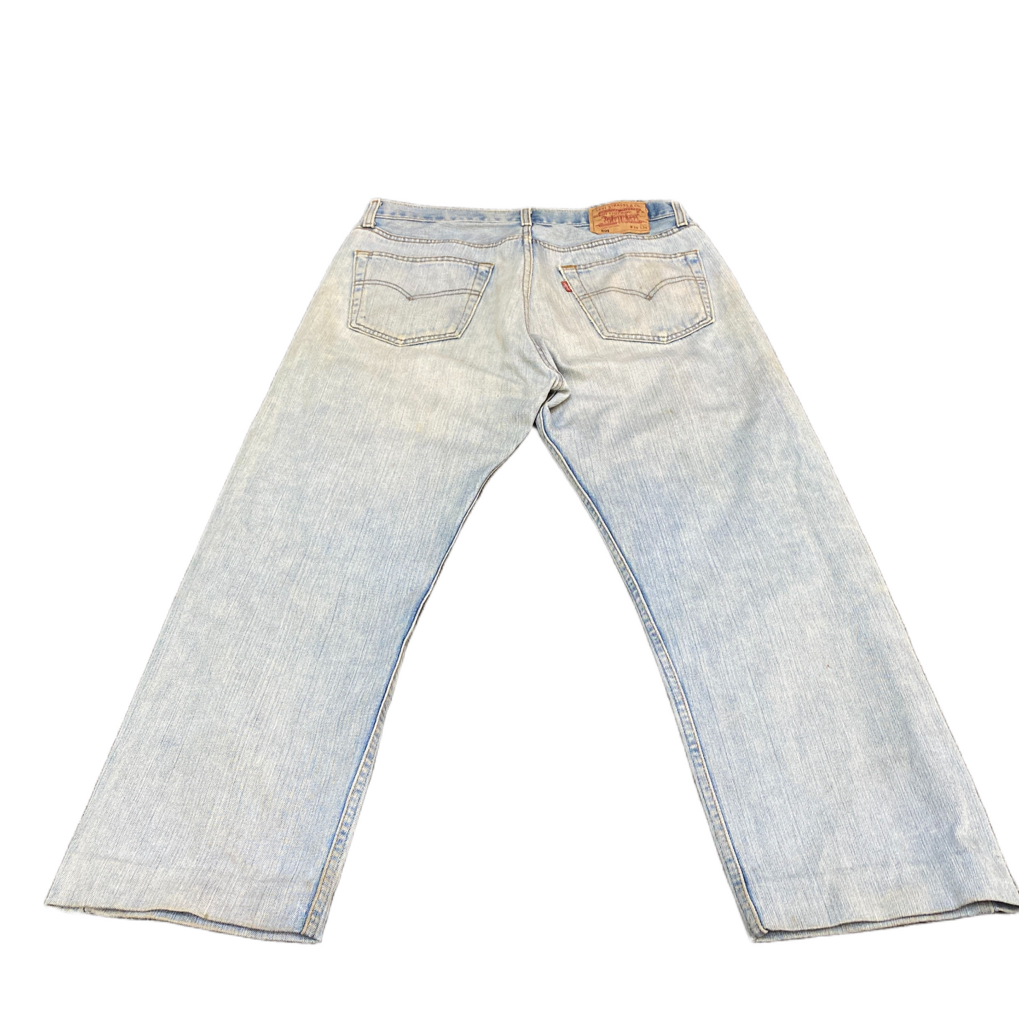 Levi's Jeans Fits as Mens 34" Waist Blue Denim Medium Wash Red Tab Straight Leg