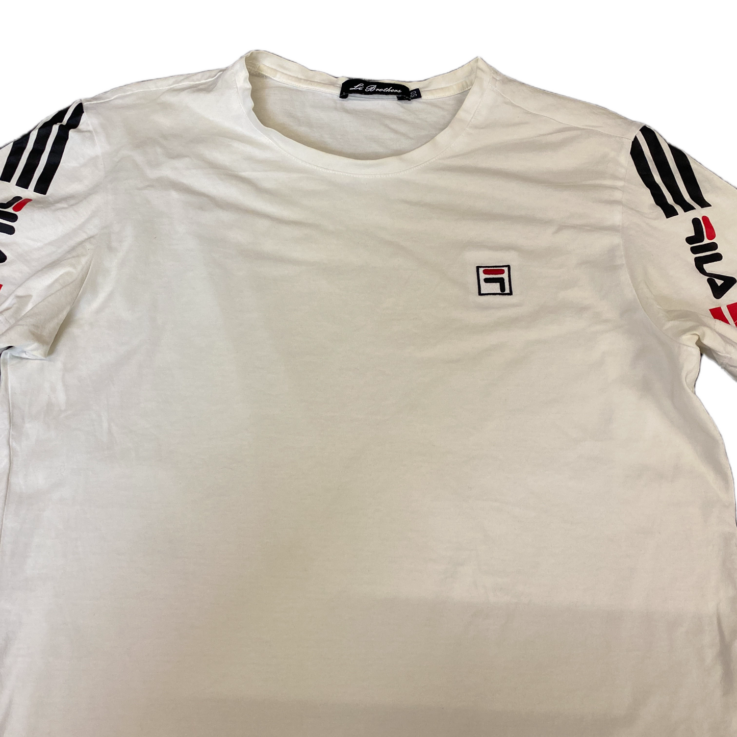 FILA T-Shirt Womens M White Embroidered Logo Short Sleeve Crew Neck Pullover Tee