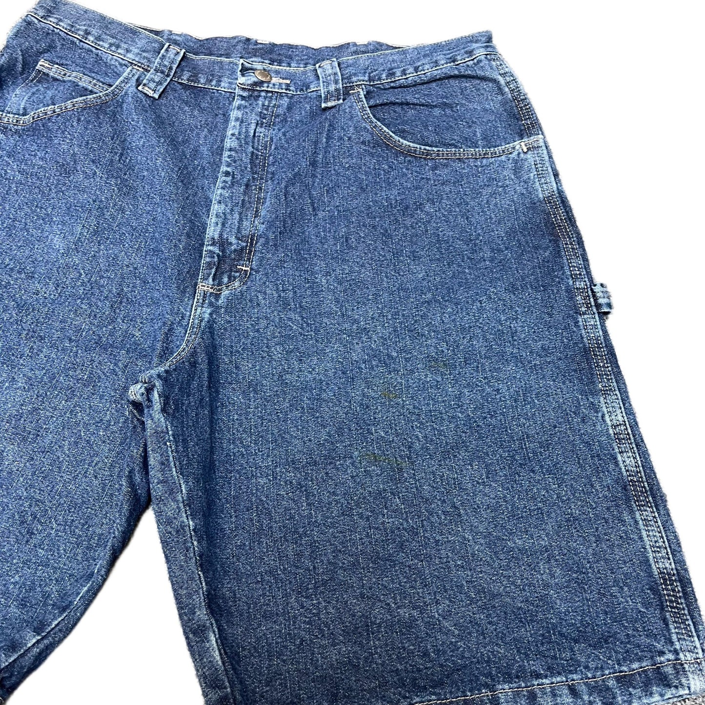 Wrangler Carpenter Shorts Fits as Mens X-Large 36" Waist Blue Denim Relaxed Fit