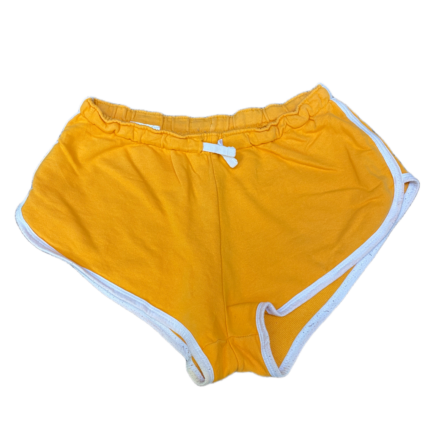 Running Sprinter Shorts Women L 28" Waist Yellow Workout Stretchy Dolphin Hem