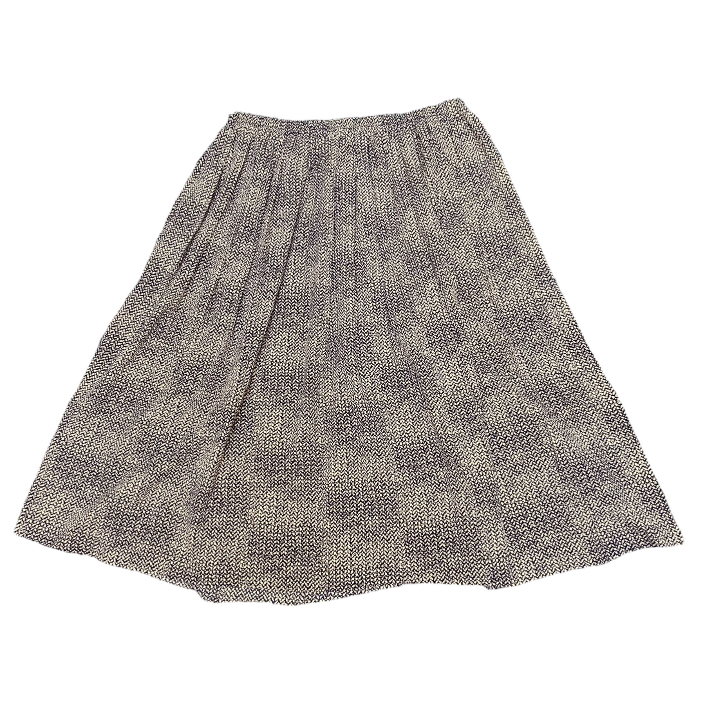 A-Line Skirt Womens M Black Cream Geo Print Knee Length Elastic Waist Pull-On