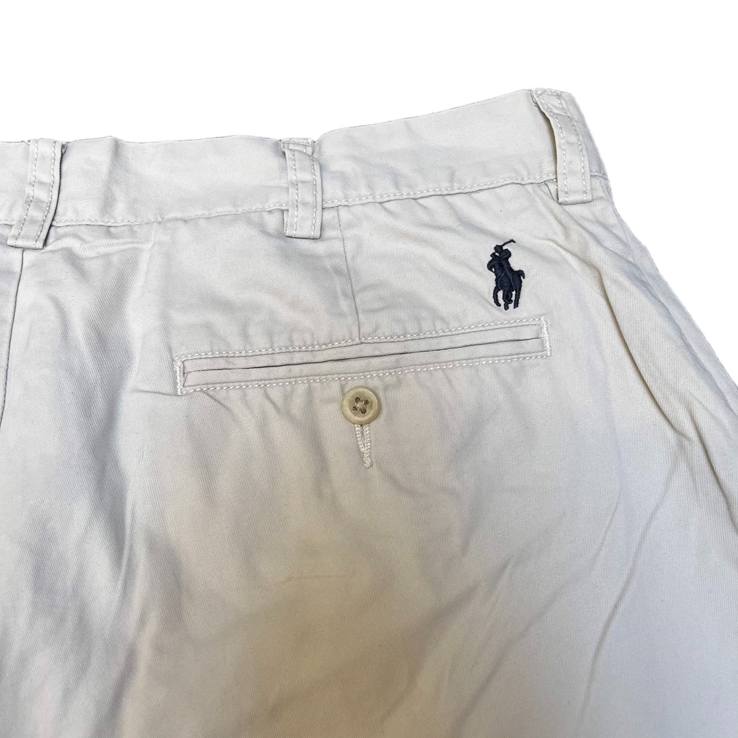 Polo Ralph Lauren Chino Shorts Fits as Mens X-Large 35" Waist Beige Flat Front