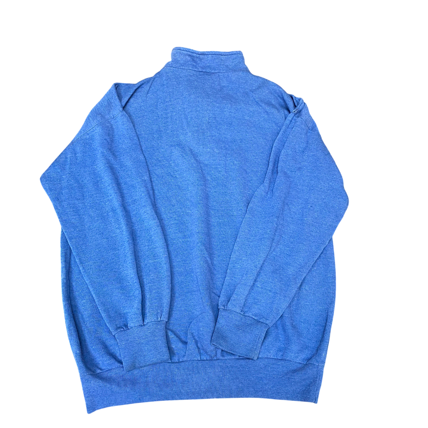 Jumper Mens Medium Blue Long Raglan Sleeve High Neck 1/4 Buttons Pullover