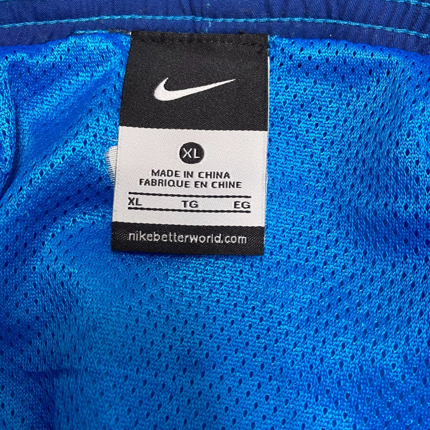 Nike Swim Trunks Mens XL Blue Spellout Logo Mesh Lined Mid Rise Stretch Comfort