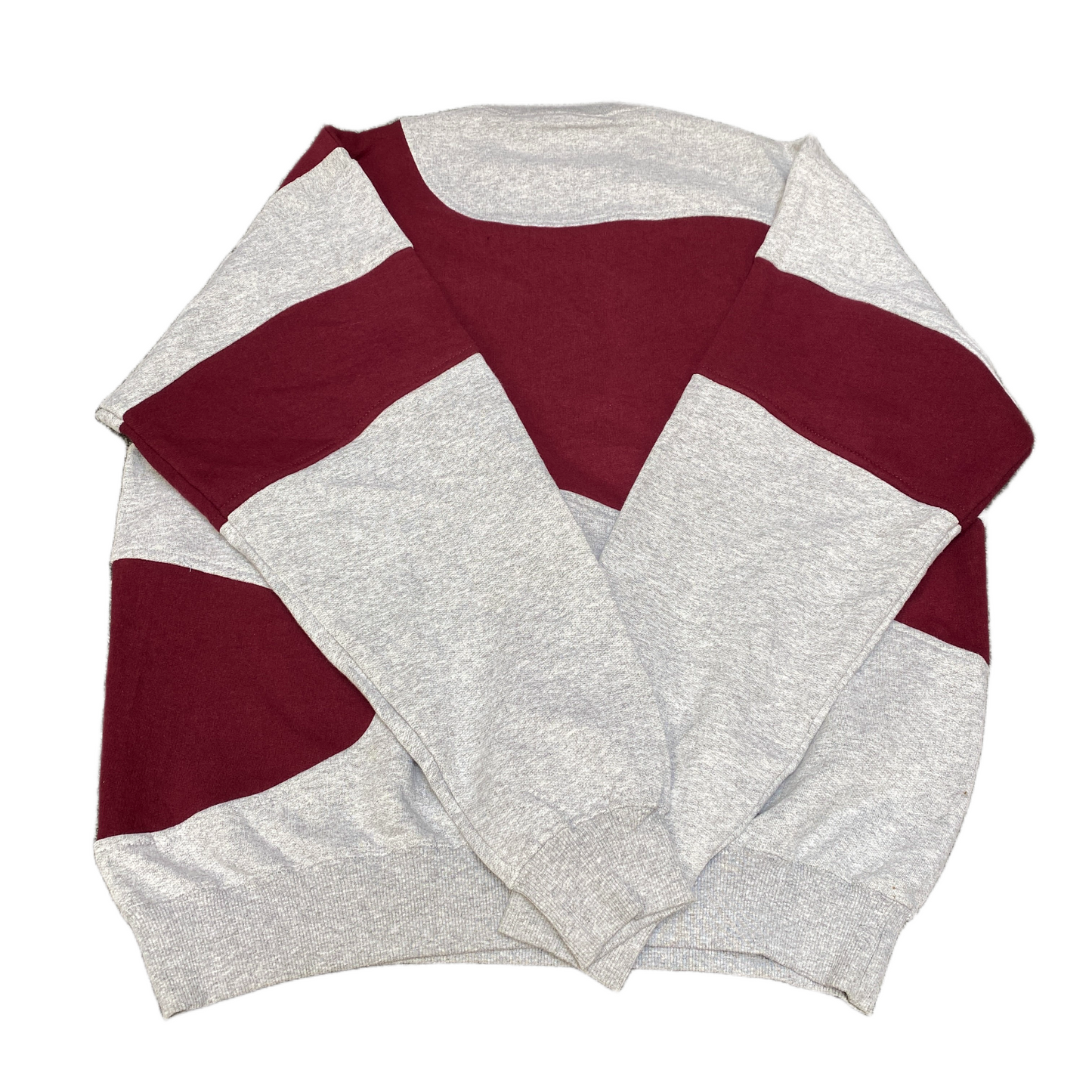 Nike Reworked Sweatshirt Mens XL Grey Maroon Embroidered Spellout Logo Vtg Y2K