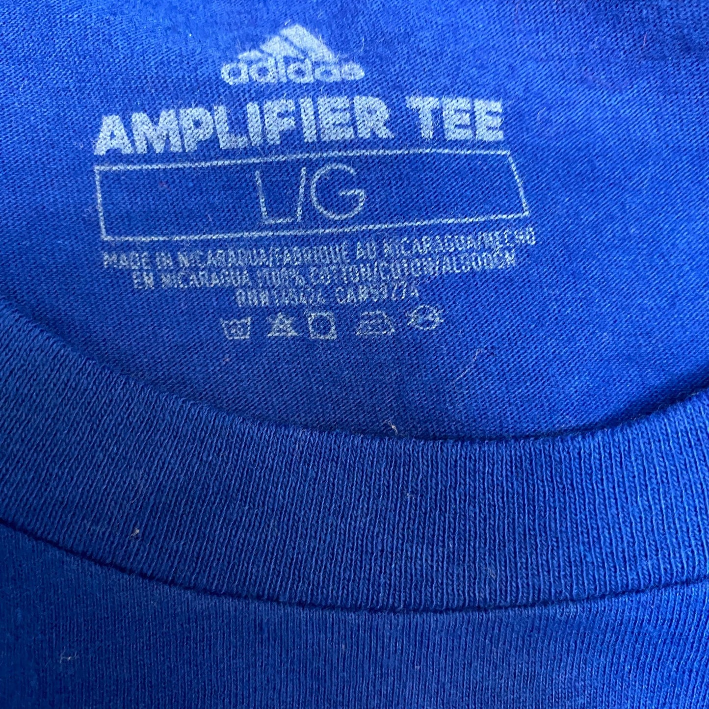 Adidas Amplifier T-Shirt Womens L Blue Relaxed Fit Moisture Wicking Crewneck Tee