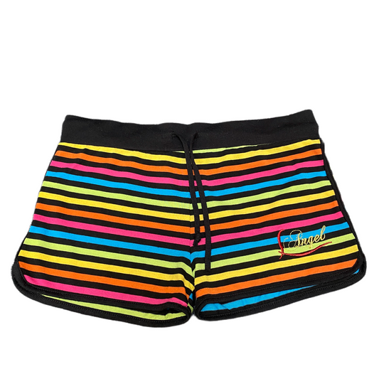 Angel Swim Trunks Shorts Women Large 30" Waist Multi Striped Athletic Drawstring