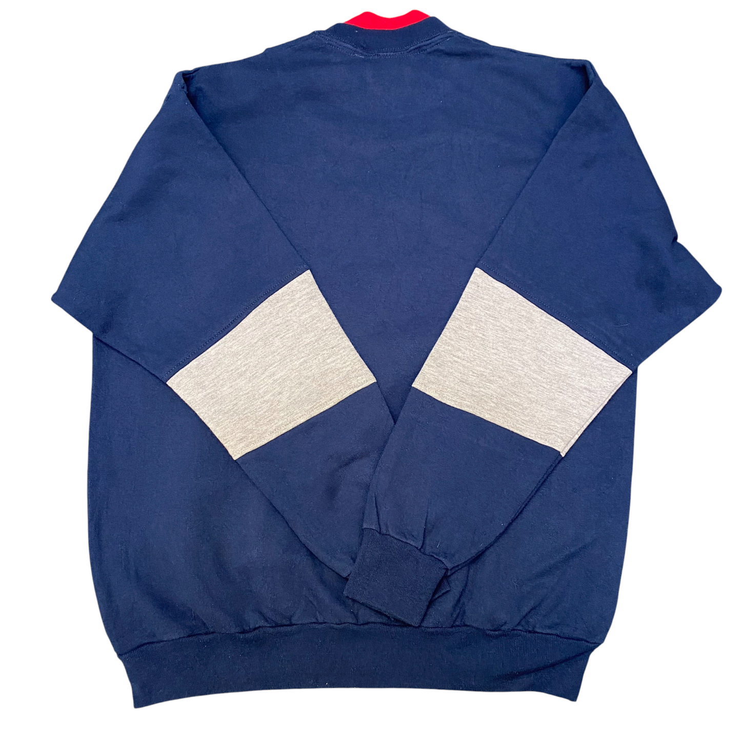 Nike Reworked Sweatshirt Mens L Blue Grey Embroidered Spellout Logo Crew Neck