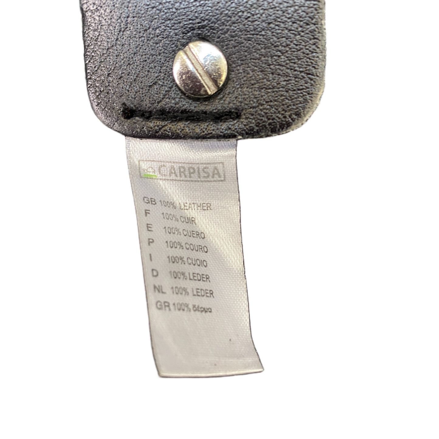 Carpisa Waist Belt Mens Black Leather Adjustable Silver Pin Buckle 49.5 inches